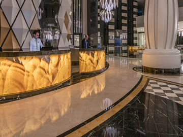 Polished marble floor in hotel